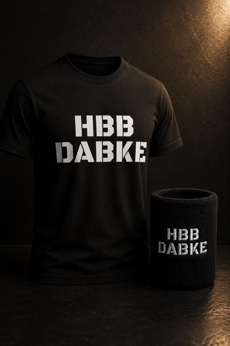 Le t-shirt noir HBB Dabke et le bracelet assorti inclus avec chaque inscription